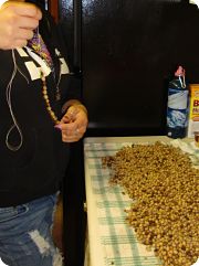 prepping silverberry for beads